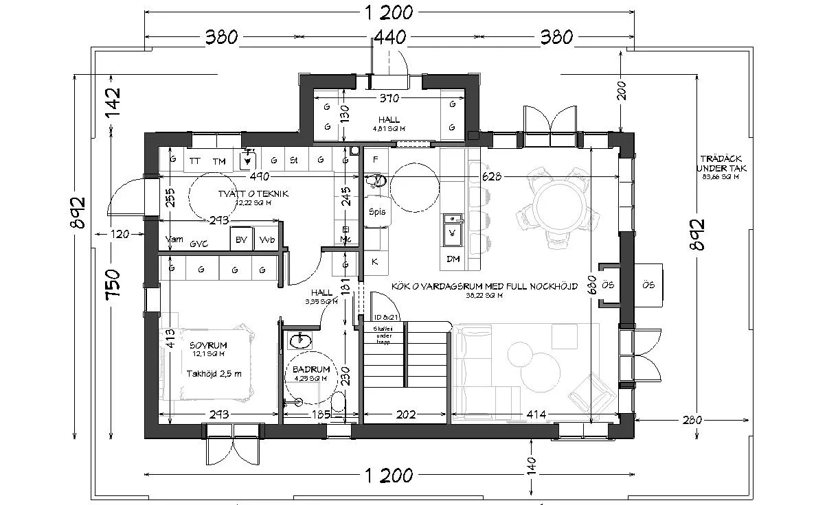 villa ester 120 kvm planritning 1