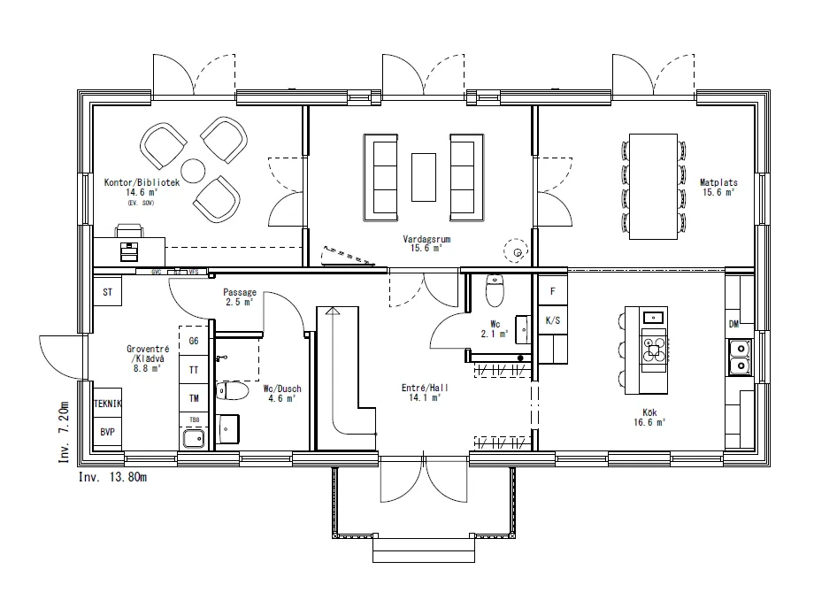 Villa Svanö 1.5-plan planritning 1