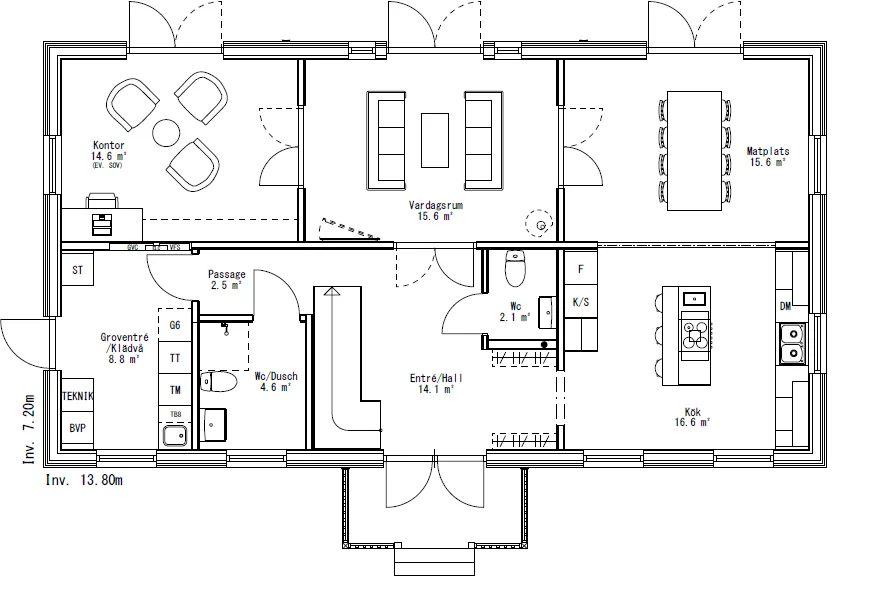 Villa Svanö Tvåplan planritning 1