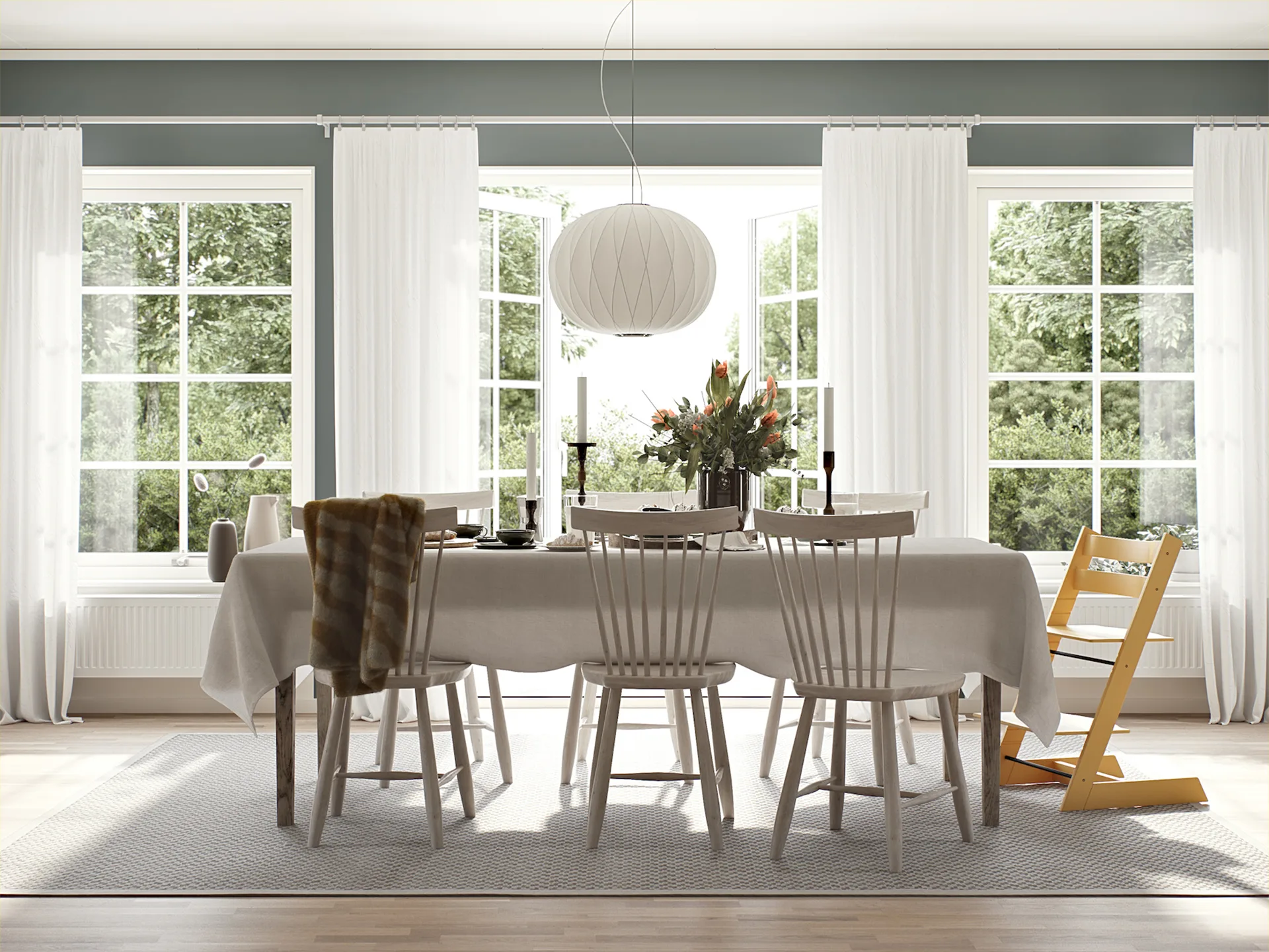 Stora fönsterpartier som standard i vardagsrum