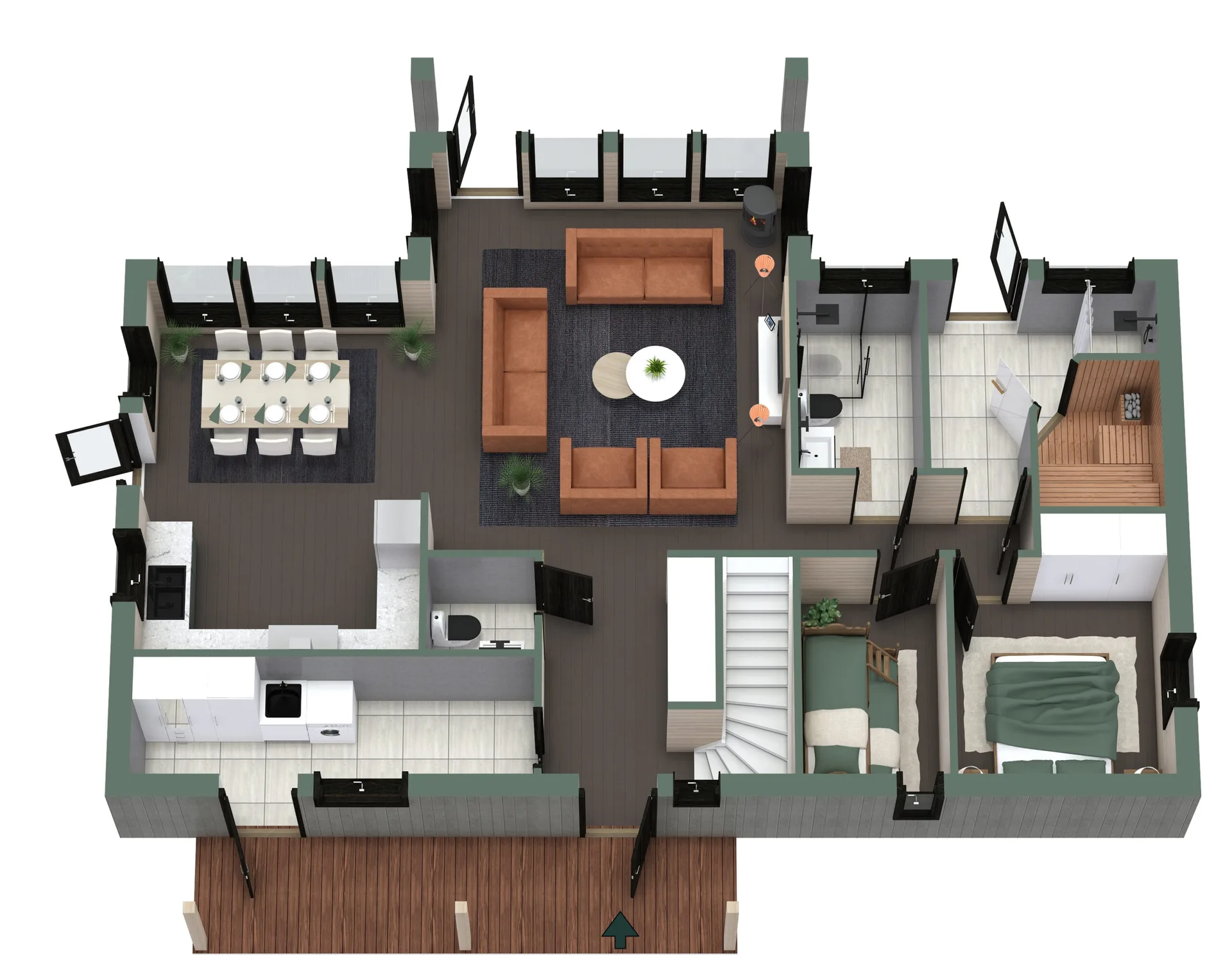 1370 Björnkullen - 3d planritning bottenplan