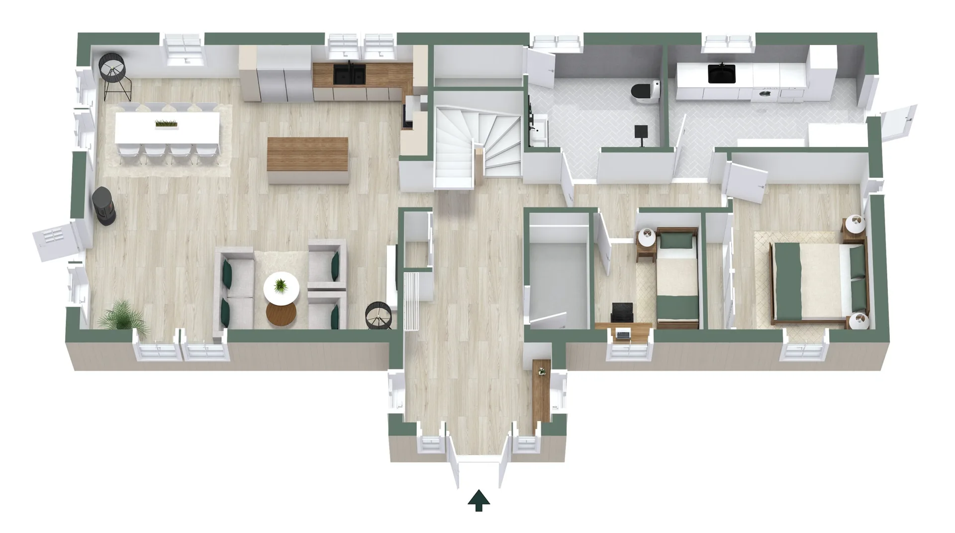 Lögdeå - 3d planritning bottenplan