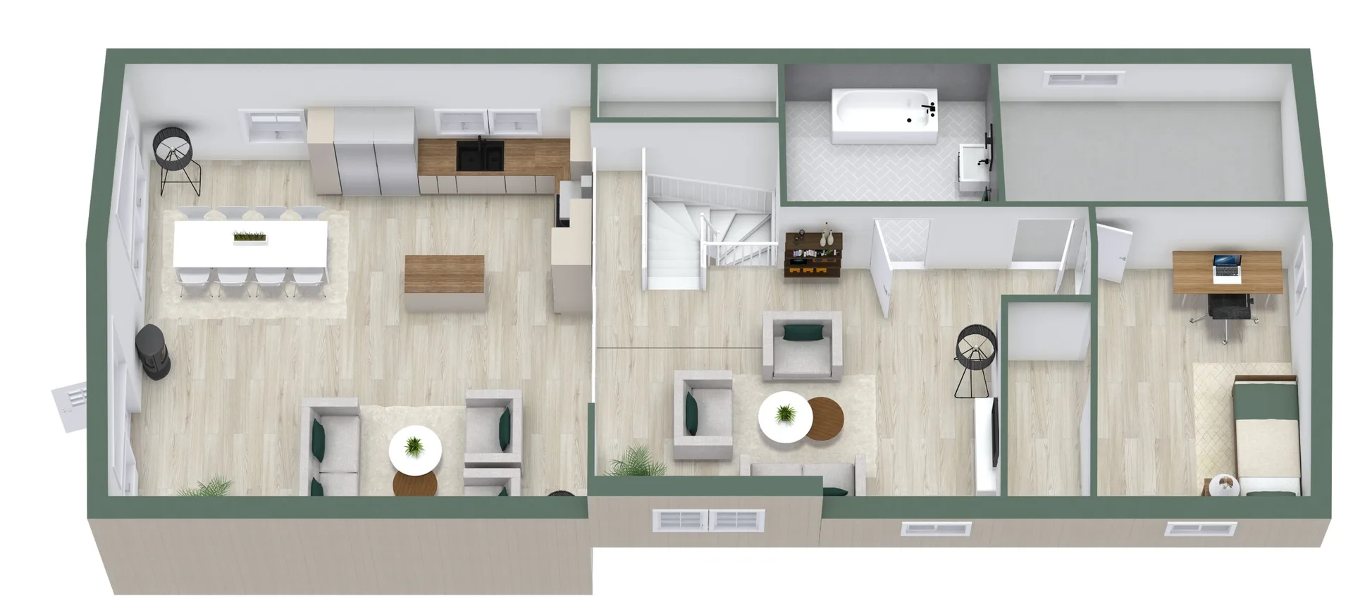 Lögdeå - 3d planritning övervåning