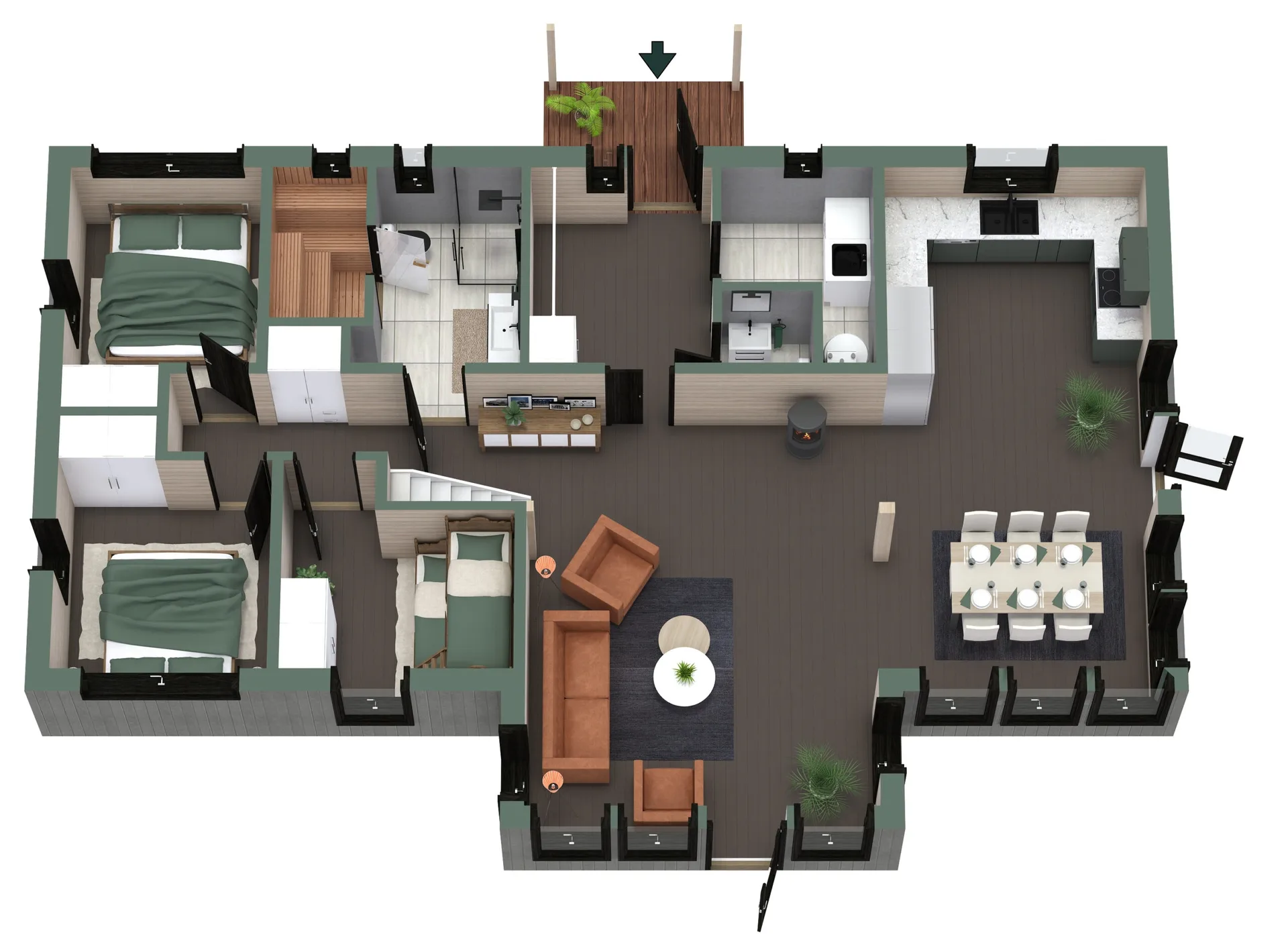 1360 Björnselet - 3d planritning bottenplan