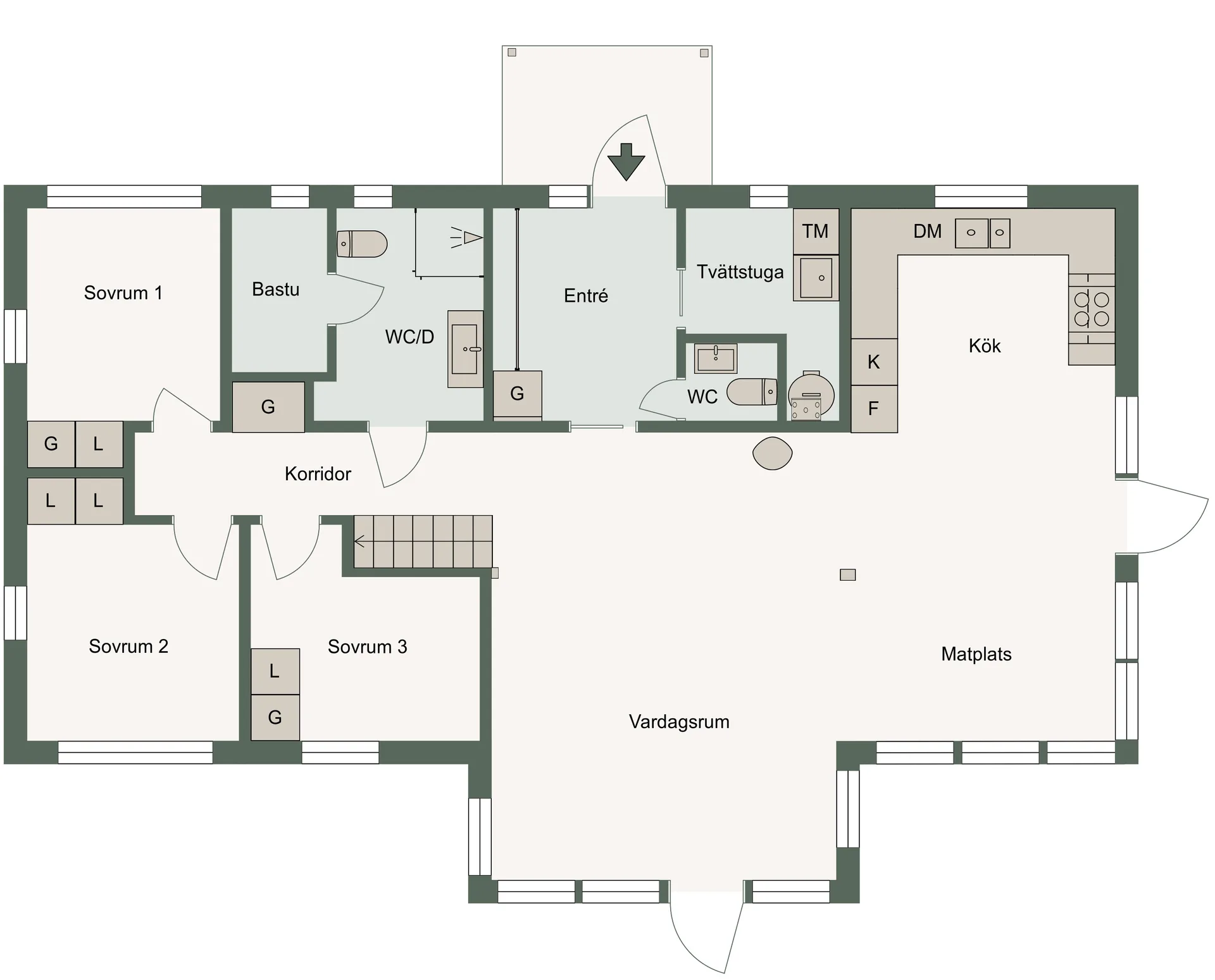 1360 Björnselet - planlösning bottenplan