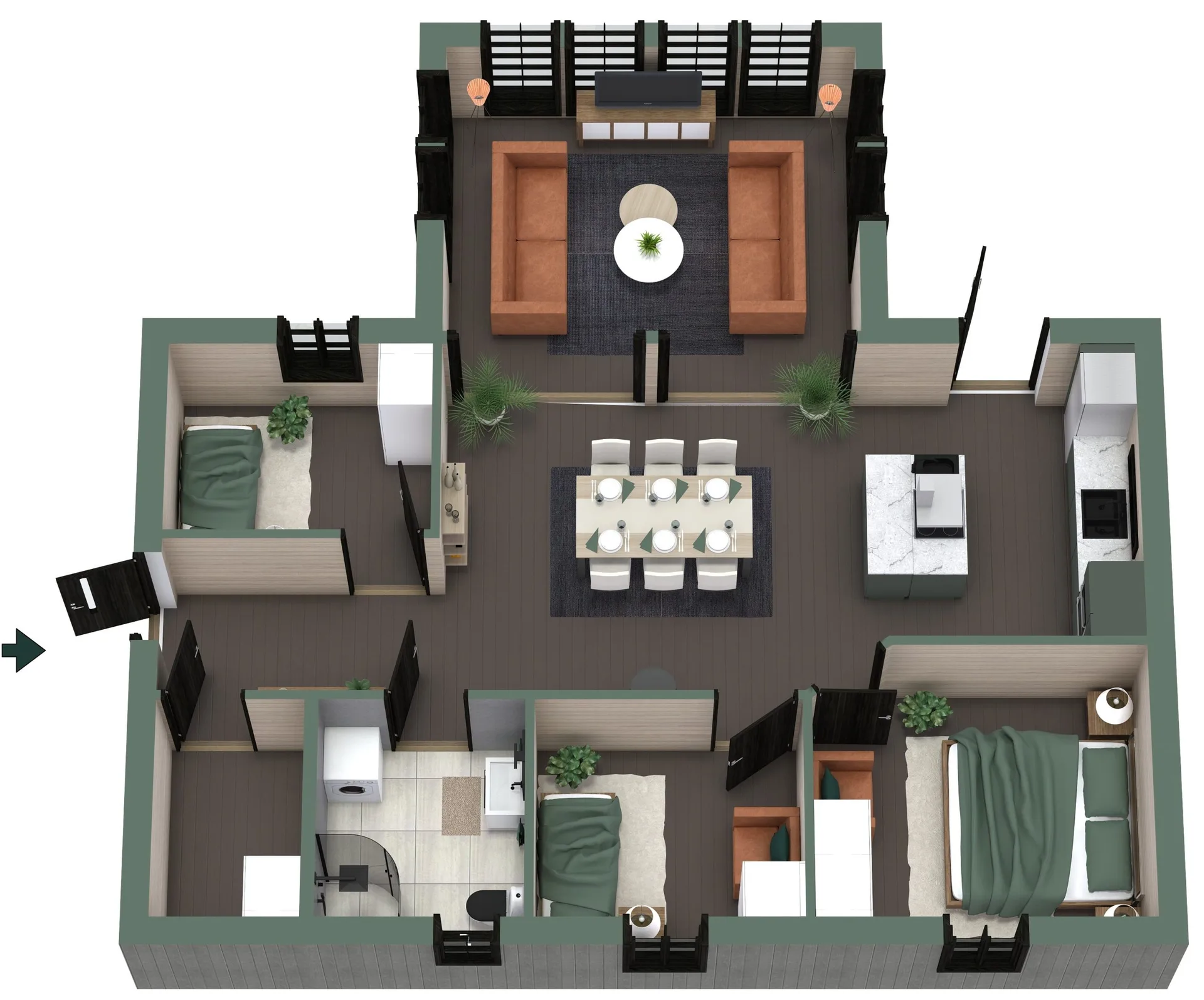 TH97 Middagskullen - 3d planritning