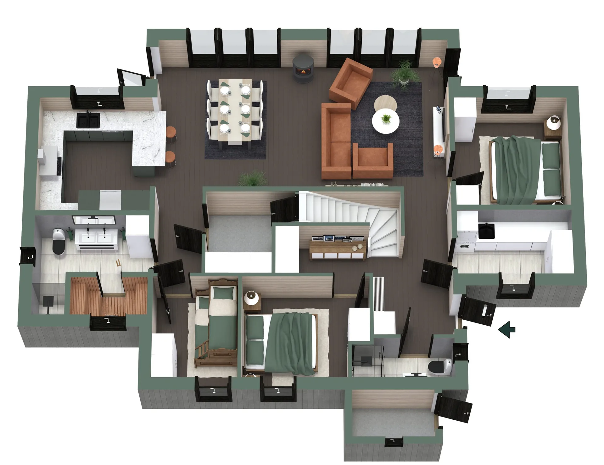 1320 Kittelfjäll - 3d planritning bottenplan