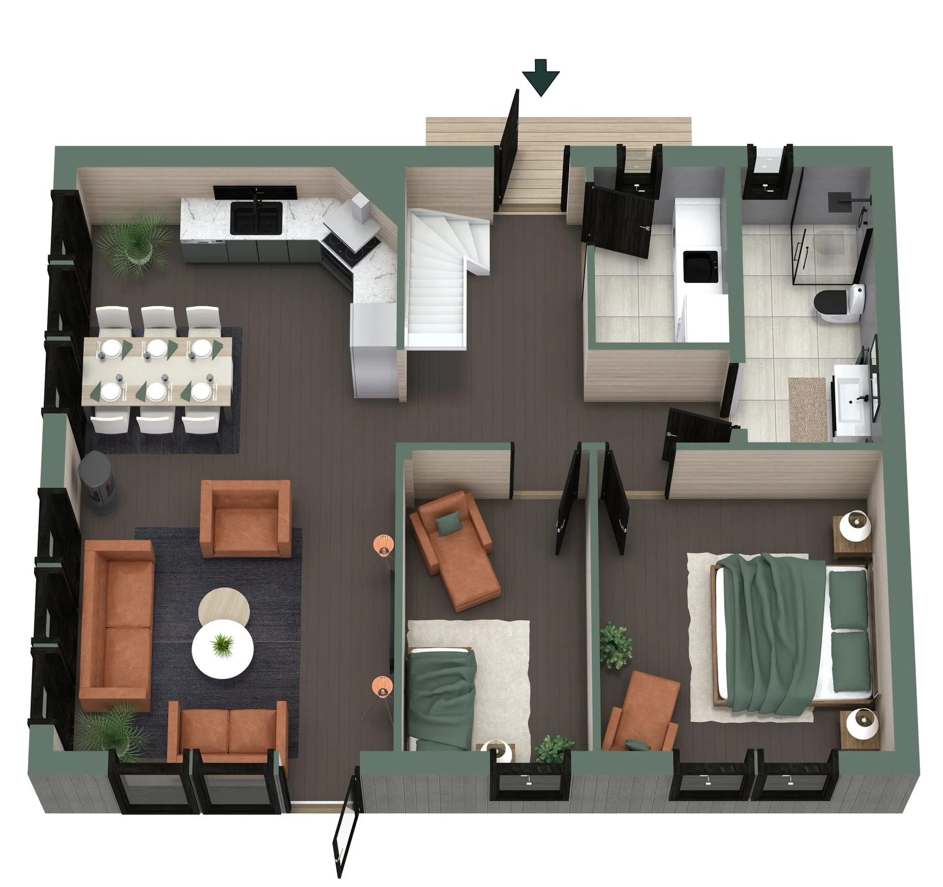 TH95L Skidspåret - 3d planritning bottenplan