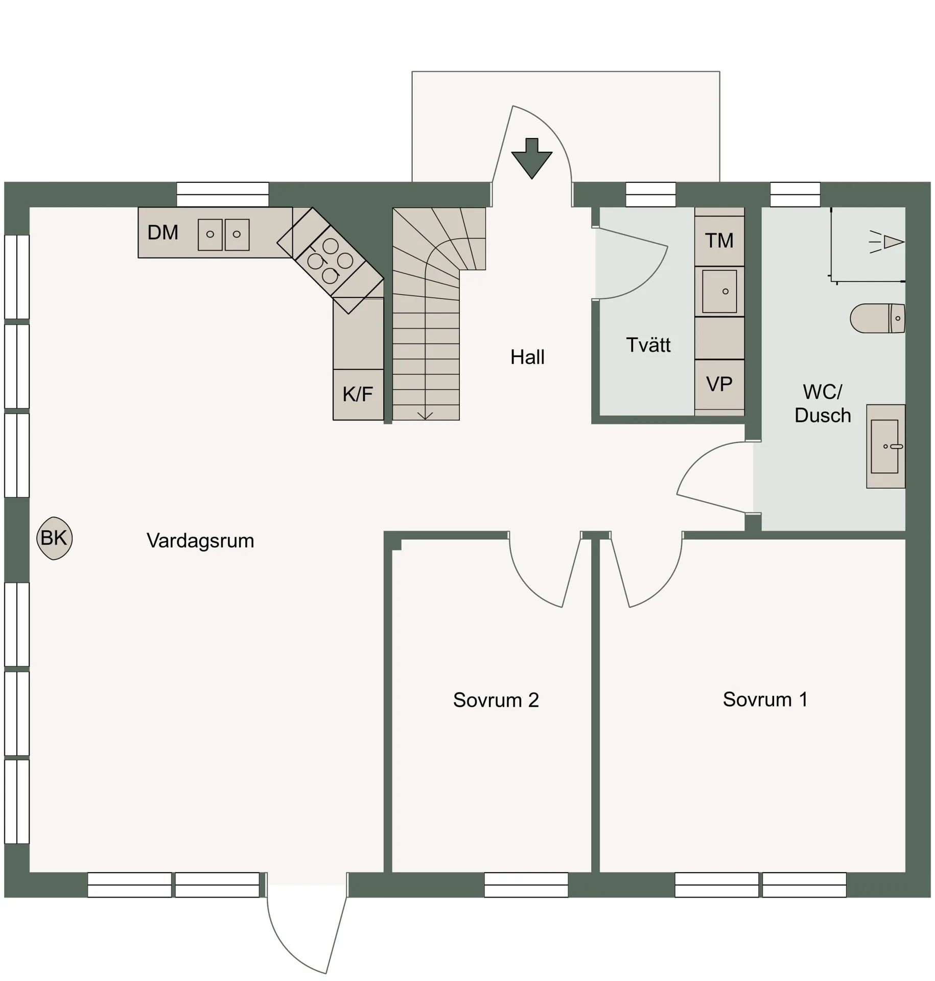 TH95L Skidspåret - planlösning bottenplan