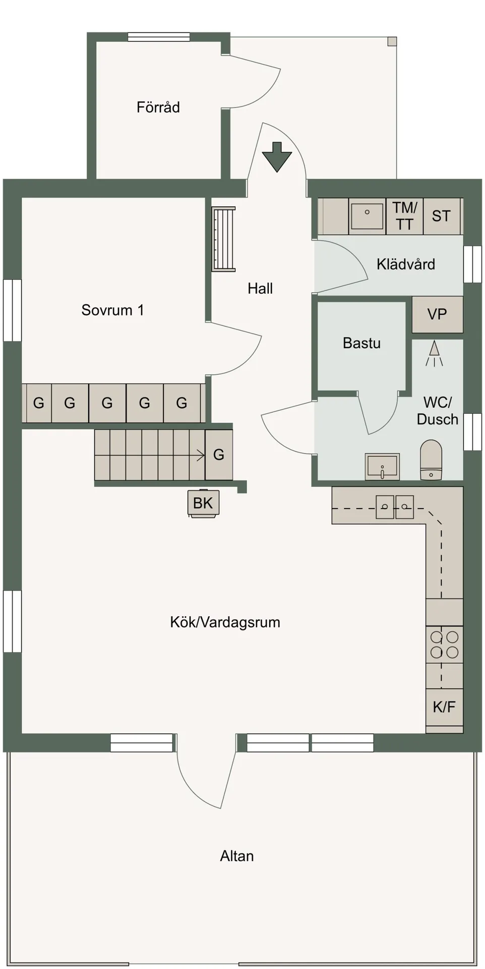 TH70L Pikebacken - planlösning bottenplan