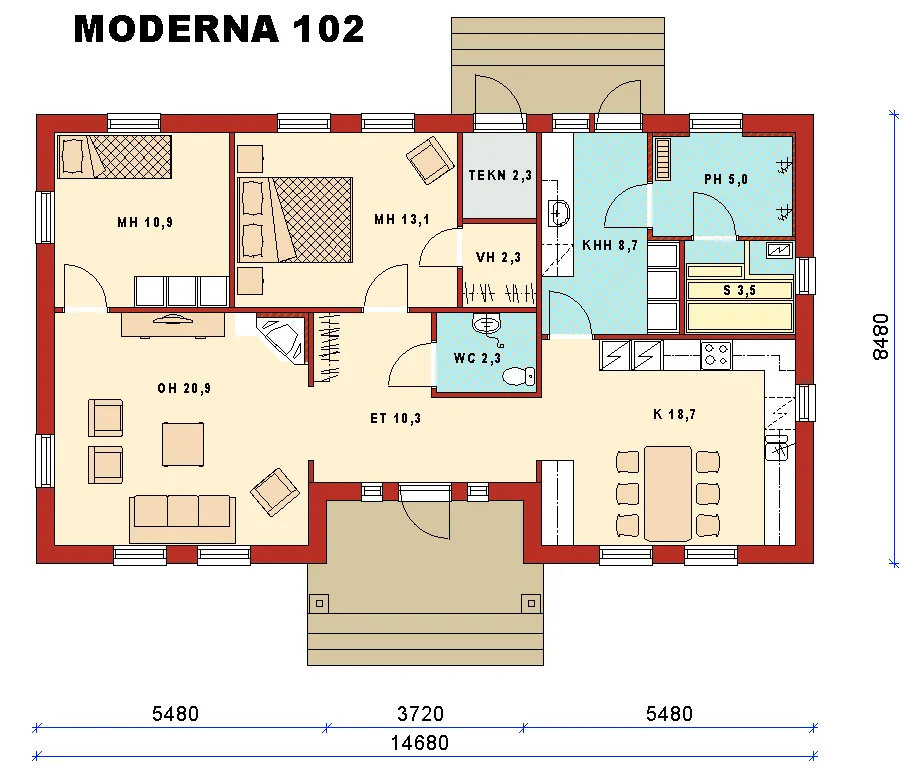 Moderna 102 planritning