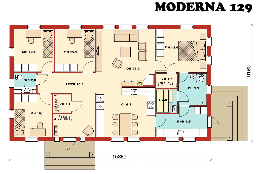 Moderna 129 planritning