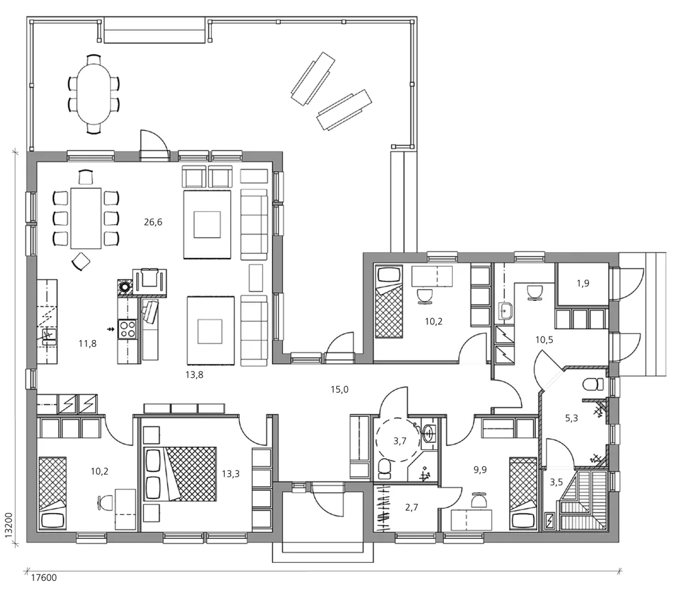 Moderna 140 planritning