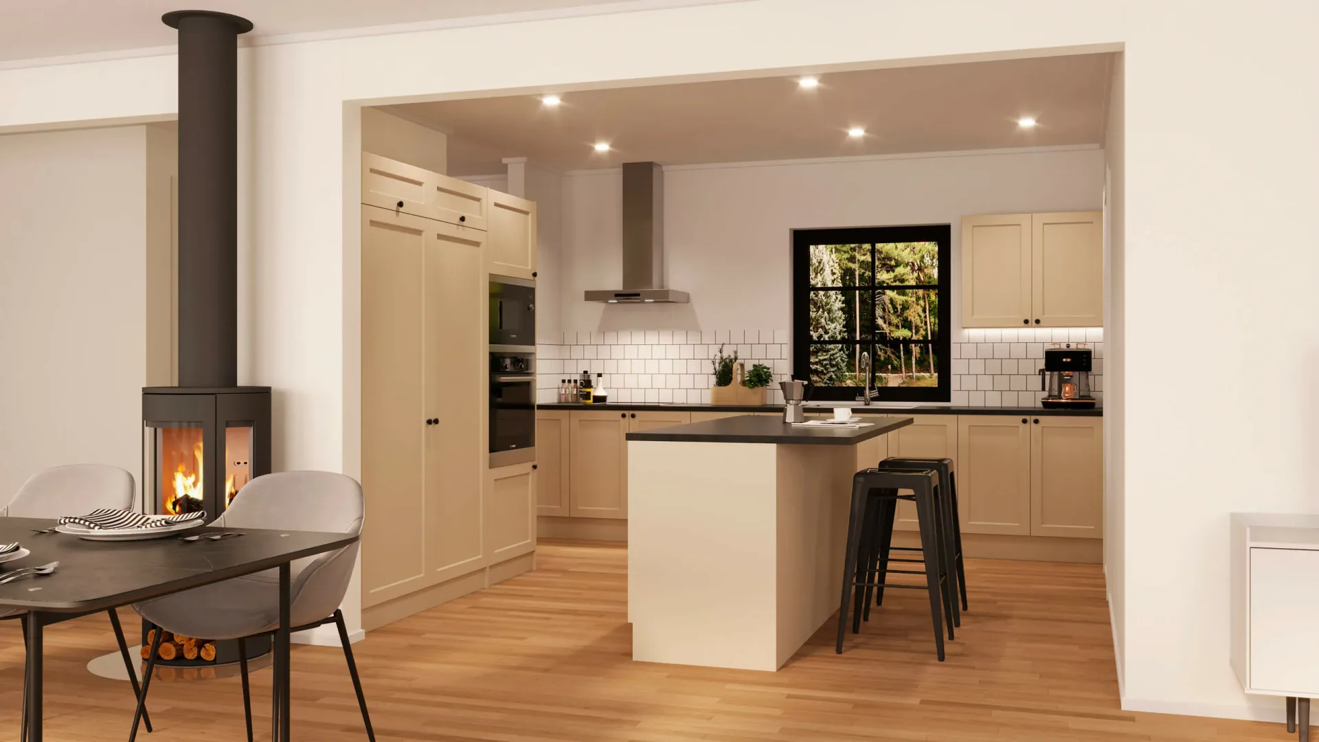 trivselhus stella 99 interior kök 3D