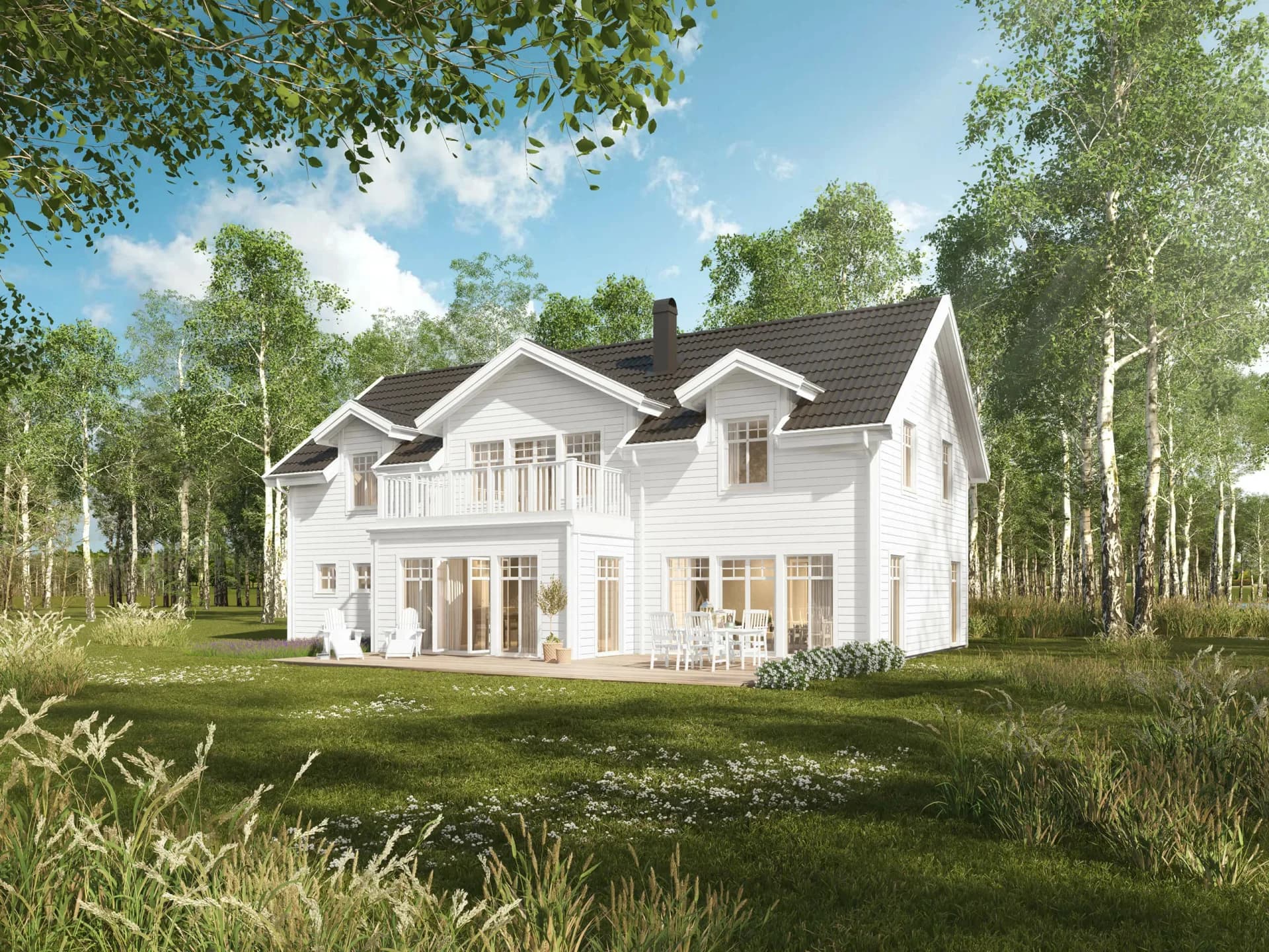 trivselhus villa danderyd fasad 3D