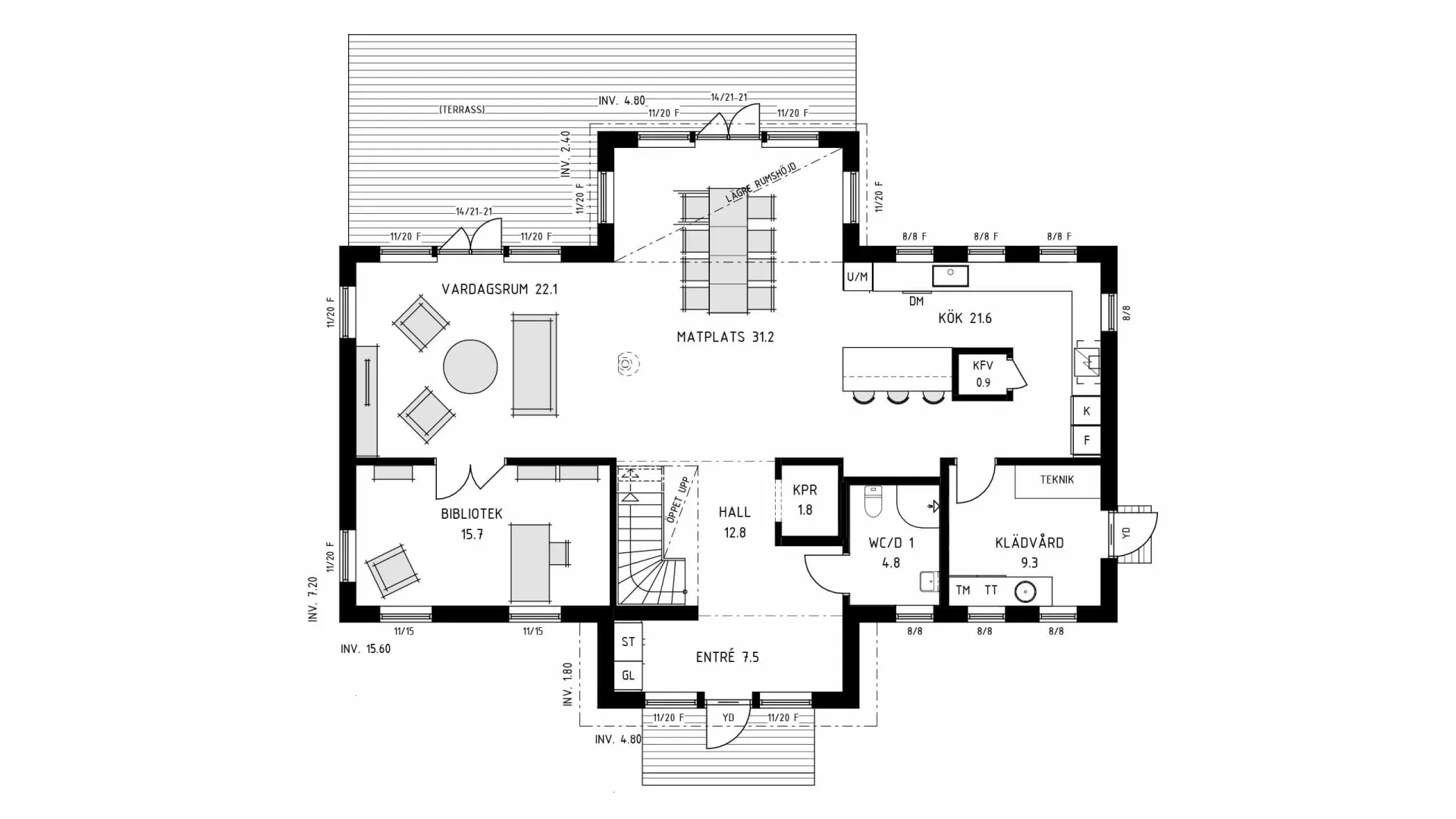 trivselhus villa danderyd planlösning 2D entréplan