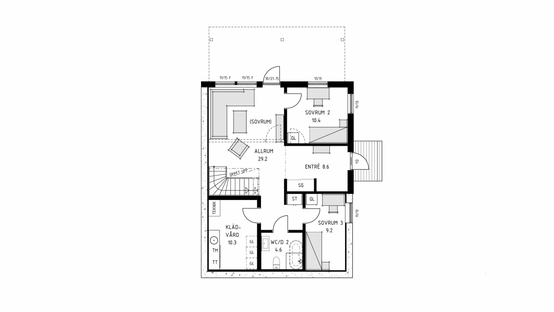trivselhus sluttningshus villa kullatorp planlosning