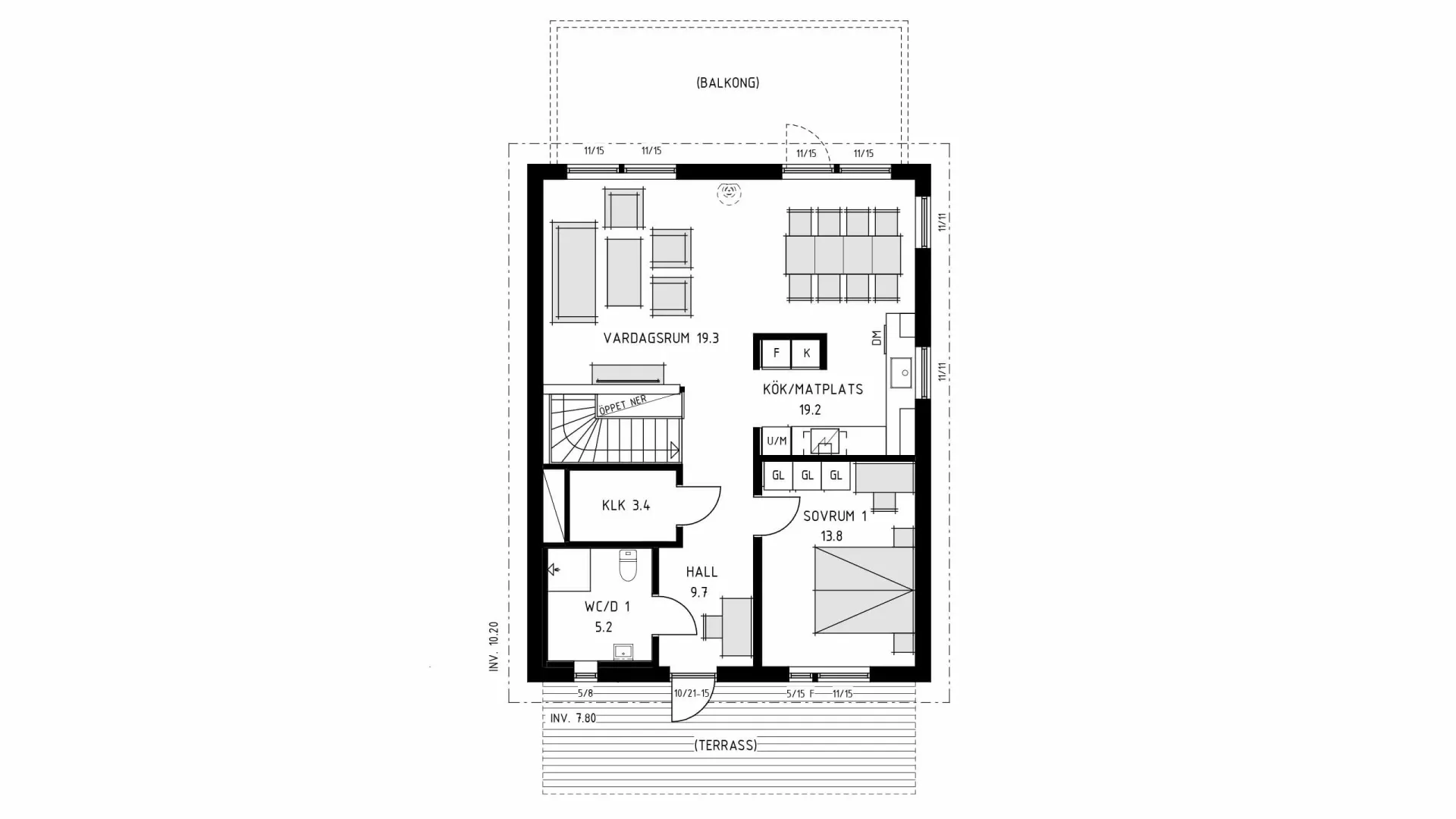 trivselhus sluttningshus villa kullatorp planlosning