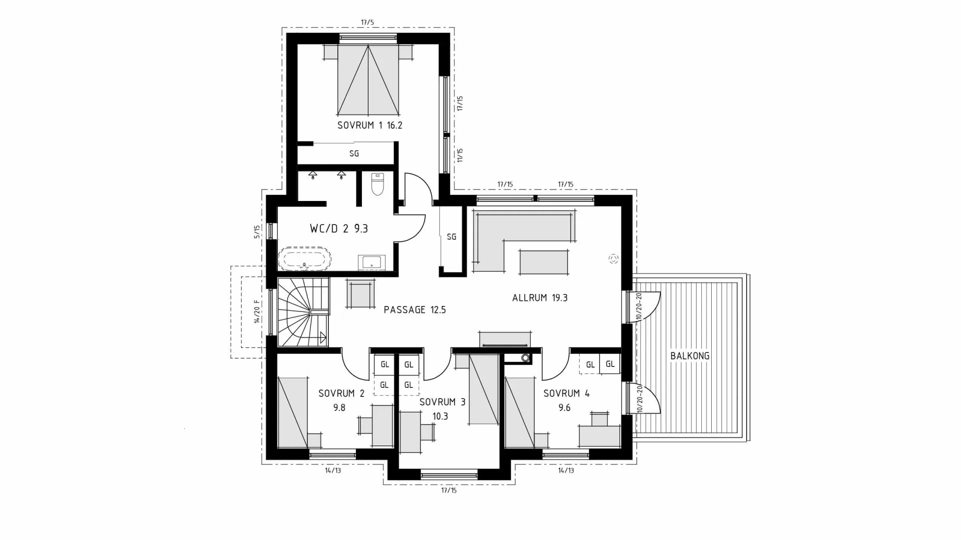 trivselhus villa malevik planlösning 2D