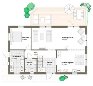 Ängalyckan planritning - Traditionell