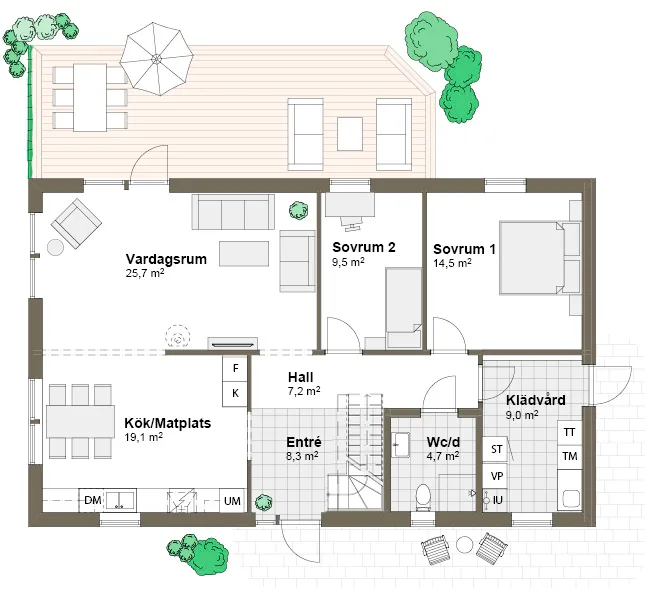 Ängalyckan planritning - Modern