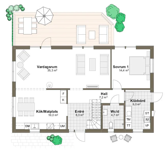 Ängalyckan planritning - Modern