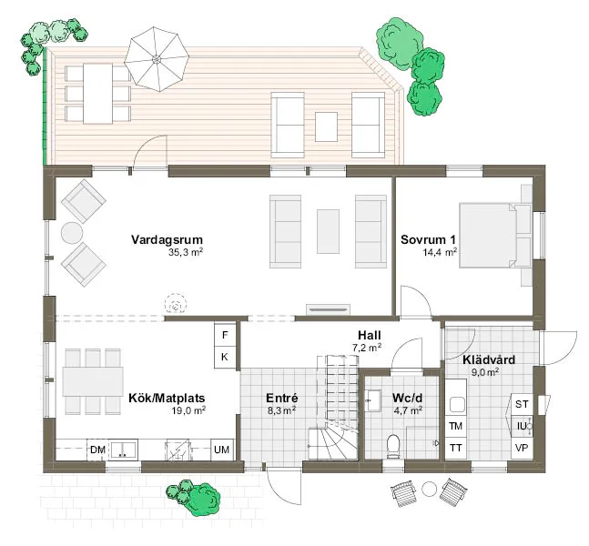 Ängalyckan planritning - Traditionell