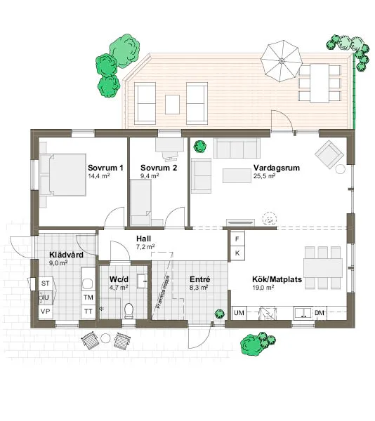 Planlösning Villa Ängaviken 2M/T