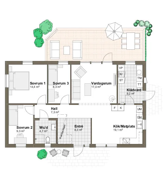 Planlösning Villa Ängaviken 3M/T