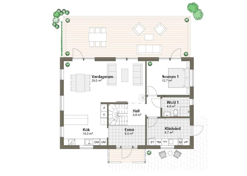 Planlösning Villa Årnäs M /T spegelvänt
