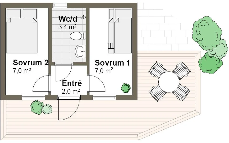 Planlösning T spegelvänd Gästö