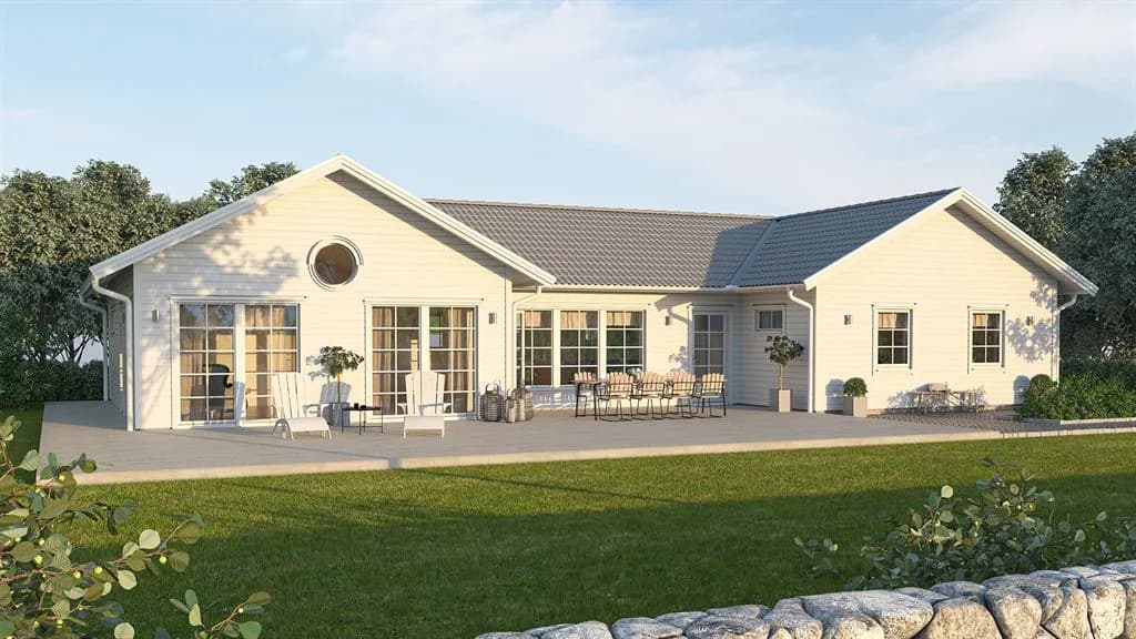 Visualisering av laserat h-format hus i traditionell stil