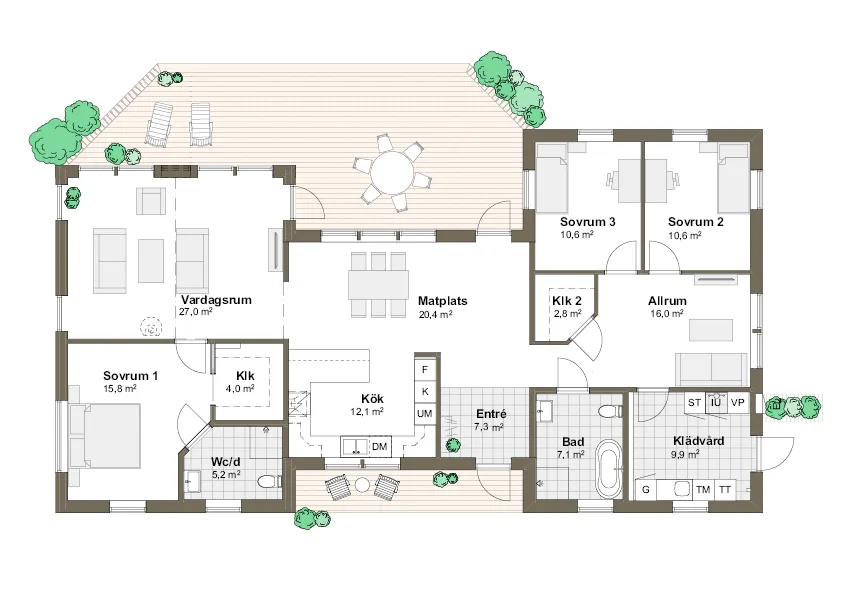 Planlösning 1T spegelvänd Villa Grimsholmen