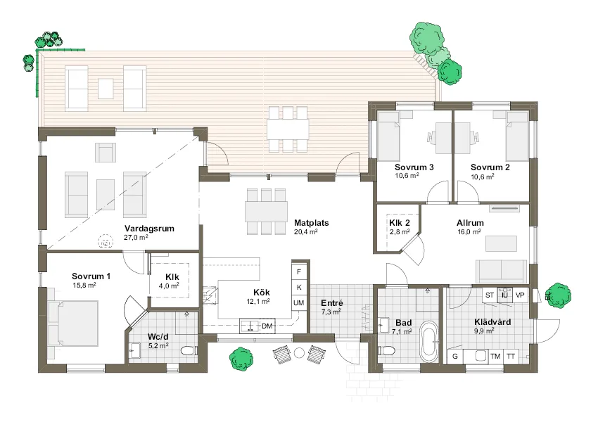 Planlösning M1 spegelvänd Villa Grimsholmen