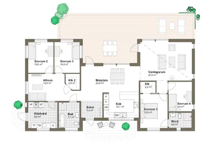 Planlösning 2M Villa Grimsholmen