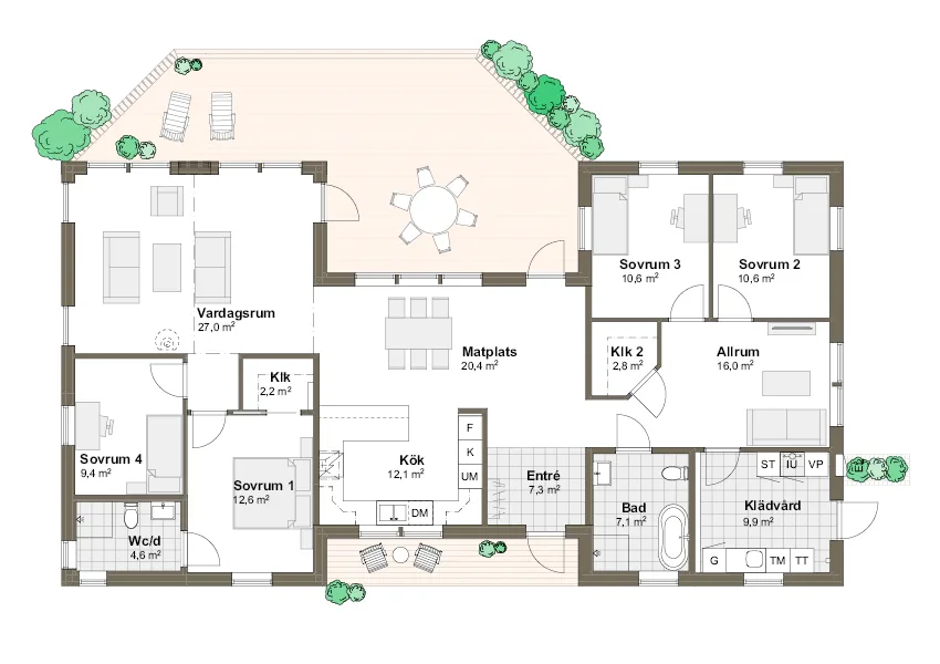 Planlösning 2T spegelvänd Villa Grimsholmen