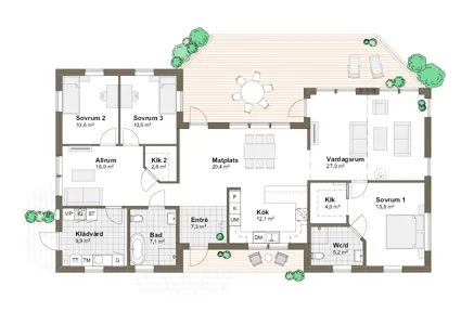 Planlösning 1T Villa Grimsholmen