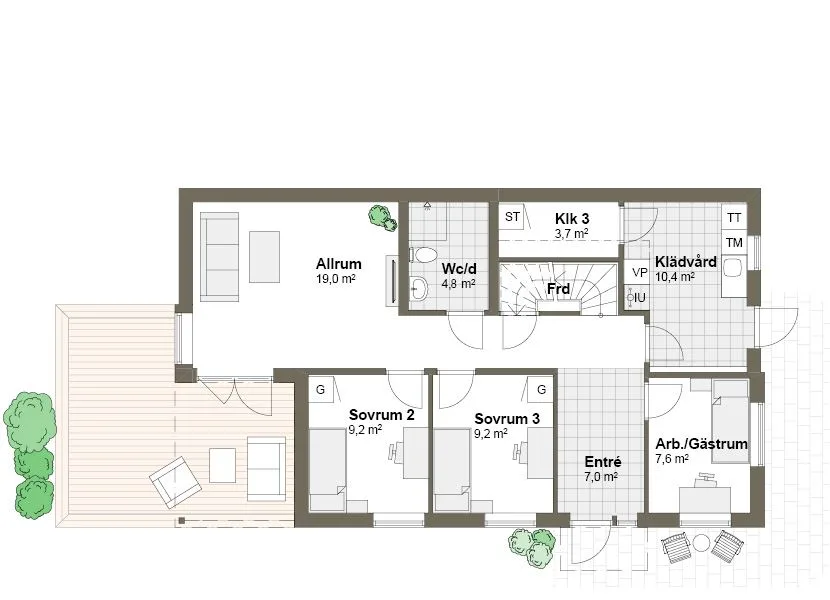 Planlösning M spegelvänd Hällsnäs