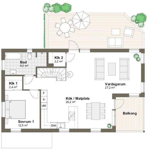 Planlösning T övre plan Hällsnäs