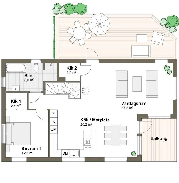Planlösning M övre plan Hällsnäs