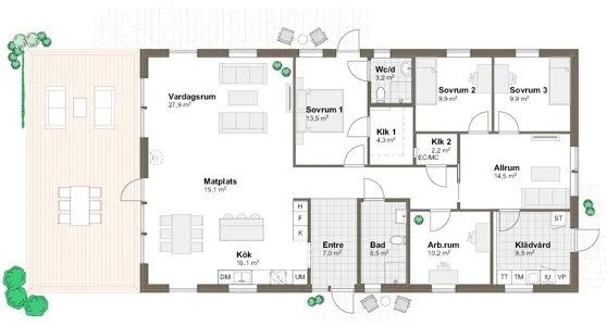 Planlösning 1M Villa Holmen