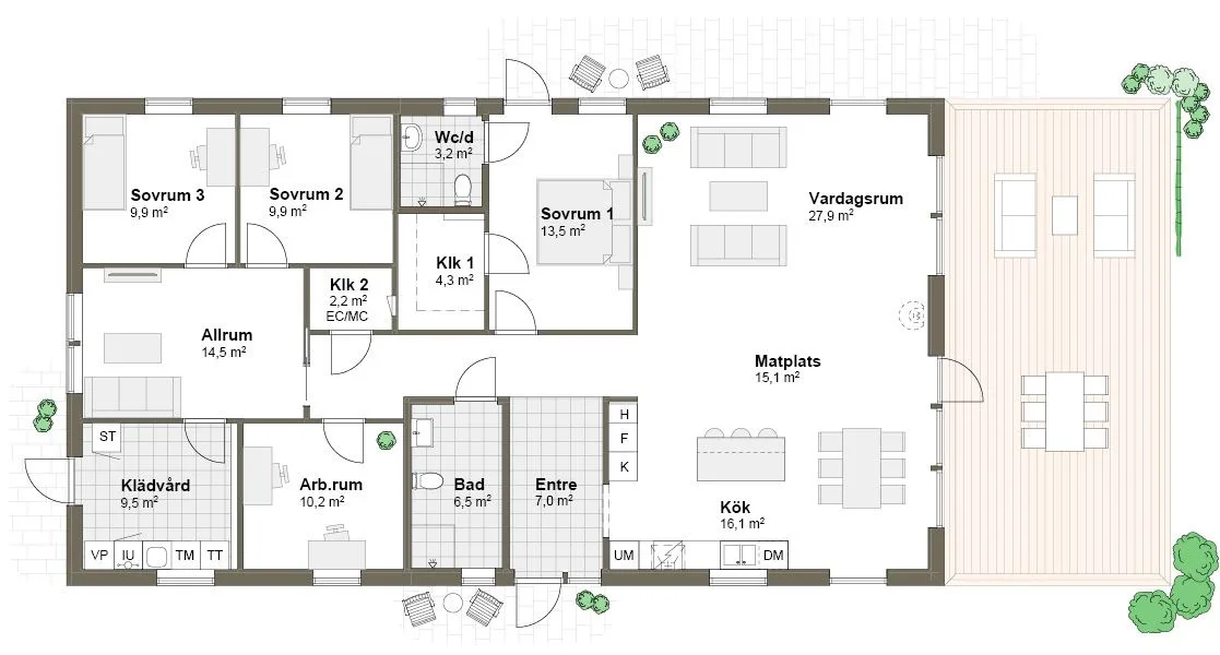 Planlösning 1M spegelvänd Villa Holmen