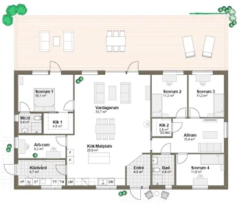 Planlösning 2M Villa Holmen