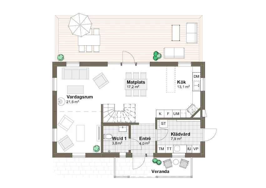 Planlösning Villa Malö T spegelvänd