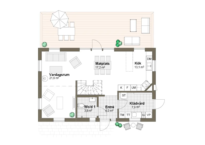 Planlösning Villa Malö M spegelvänd