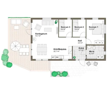 Planlösning M Villa Mölle