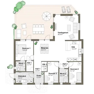 Planlösning Villa Ölmanäs 1T