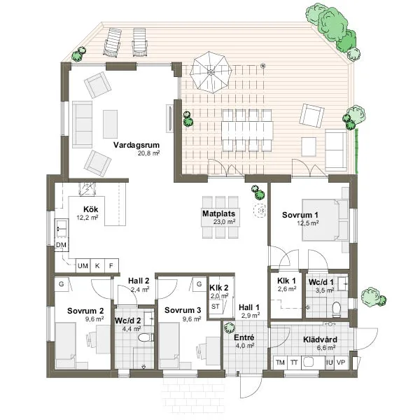 Planlösning Villa Ölmanäs 1M spegelvänt