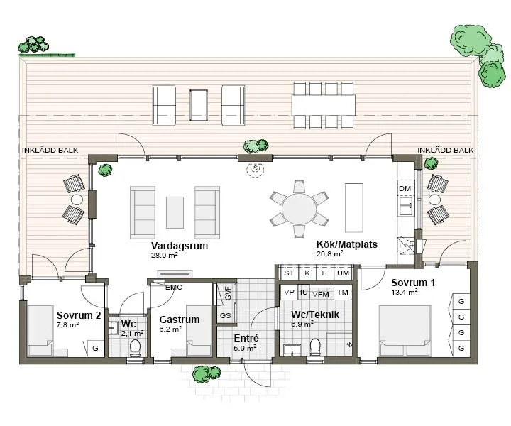 Rammsjö planritning - Modern