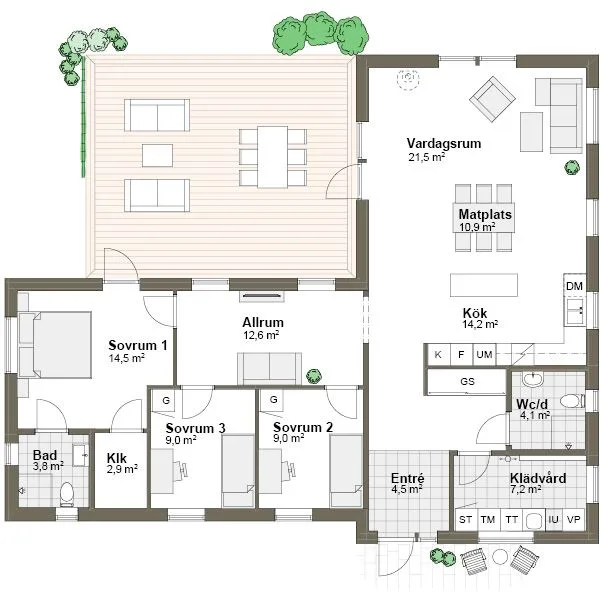 Planlösning M2 spgelvänd Villa Ramsvik